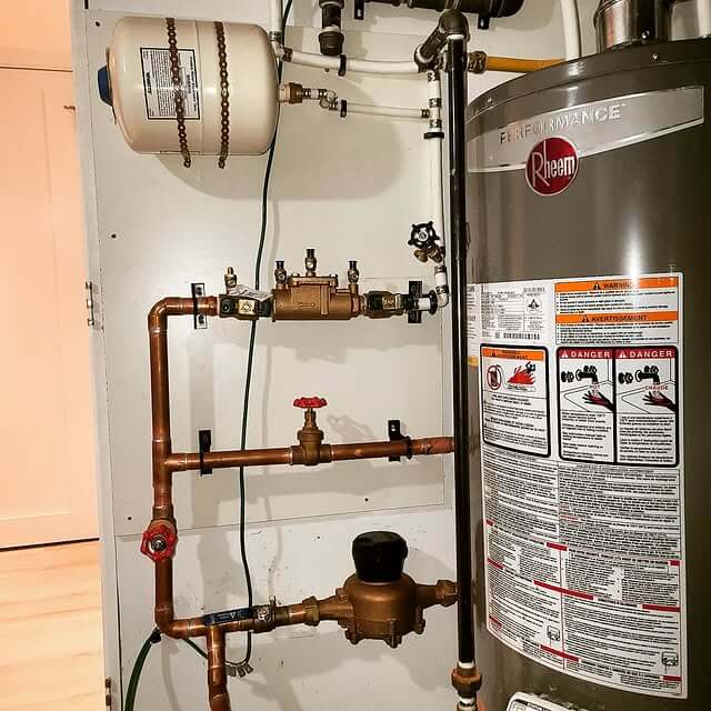 water heater with expansion tank and copper piping