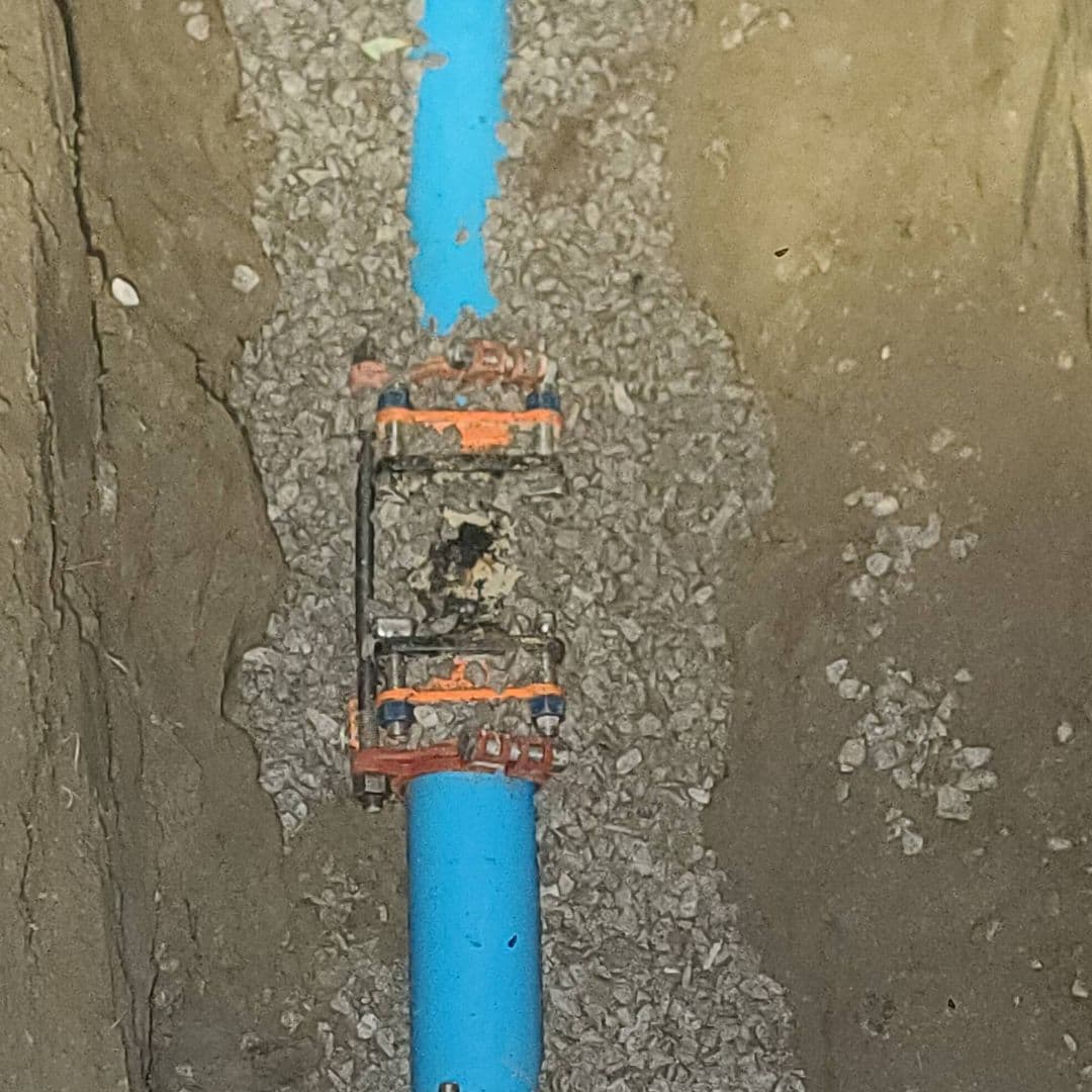 water line repair work at residential property